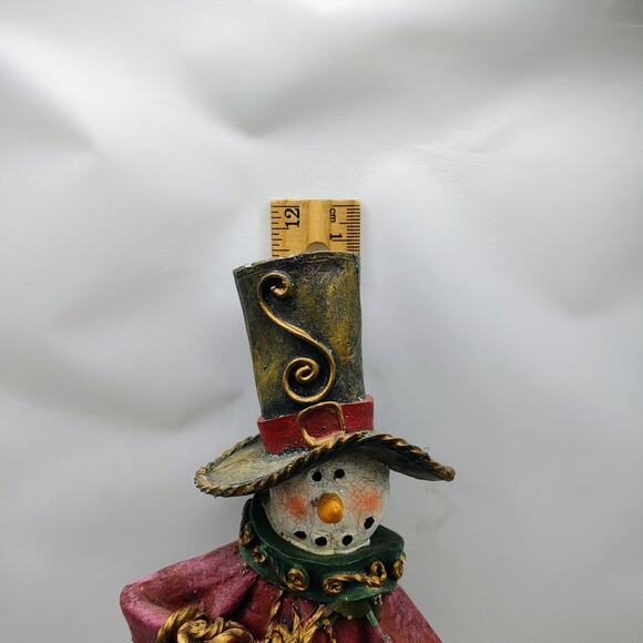Large Victorian Rustic Snowman Figurine Resin Winter Holiday Home Décor - Picture 14 of 16